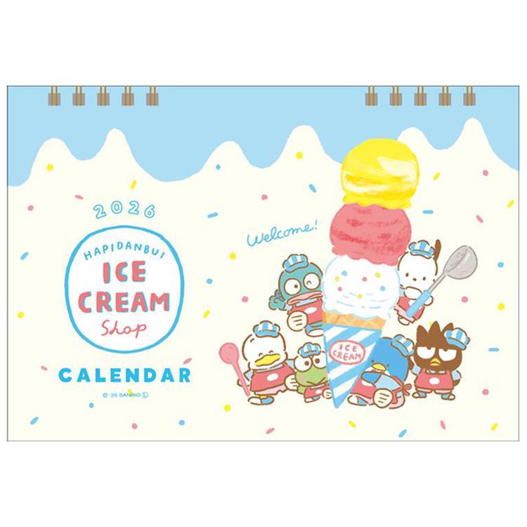 2026年1月始まりカレンダー 卓上 はぴだんぶい アイスクリームショップ