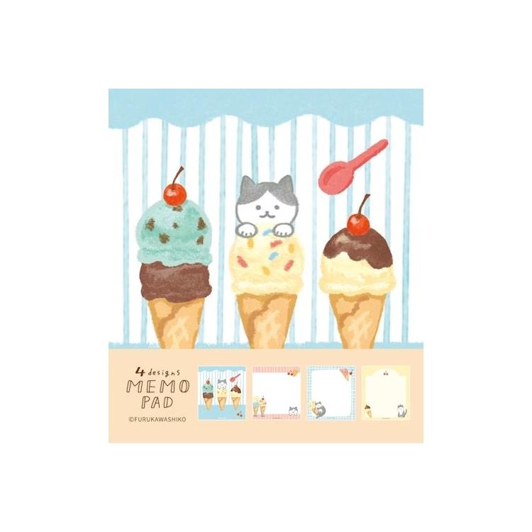 夏柄 メモパッド ねことアイスクリーム(ねことアイスクリーム