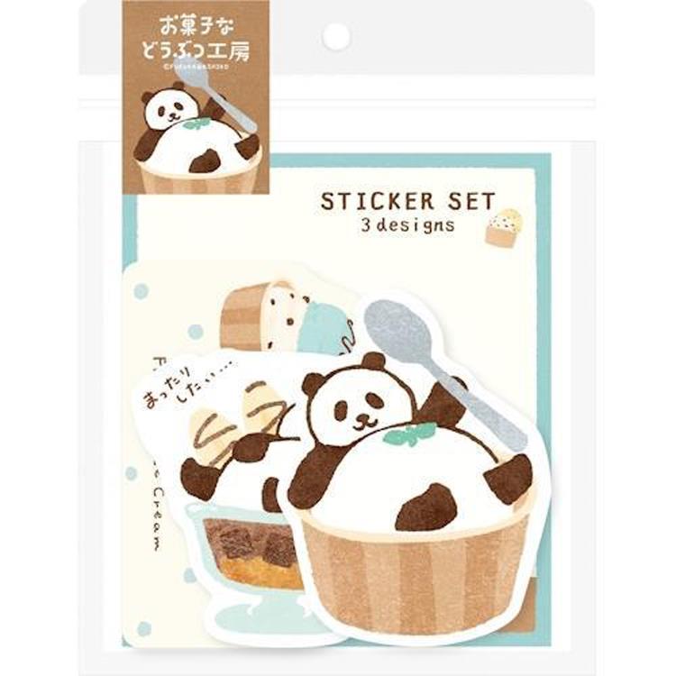 ステッカー3柄セット お菓子などうぶつ工房 まったりパンダ まったりパンダ