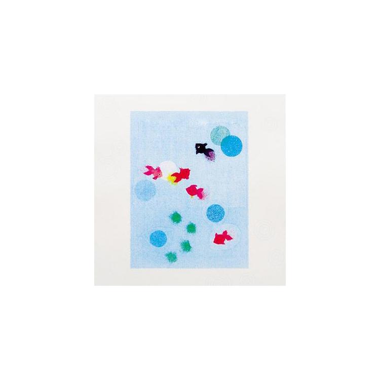 夏柄 便箋 ちぎり絵 金魚 水紋