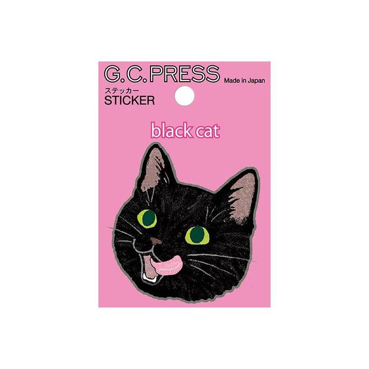 ステッカー 猫顔 黒ネコ 黒ネコ