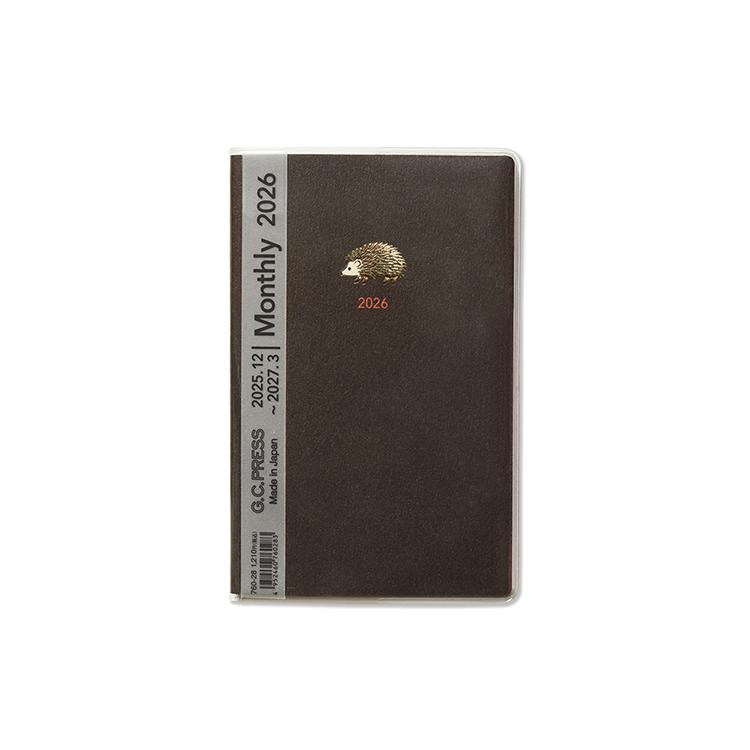 2025年12月始まり手帳 月間 A6 ポケット ハッピーモチーフ ハリネズミ ハリネズミ