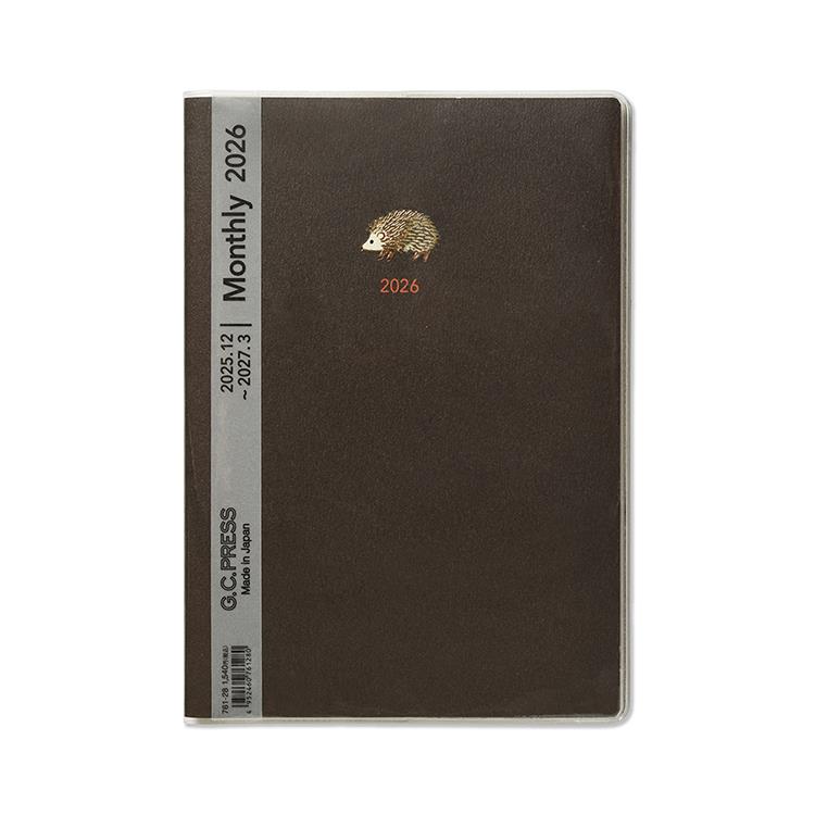 2025年12月始まり手帳 月間 B6 ハッピーモチーフ ハリネズミ ハリネズミ