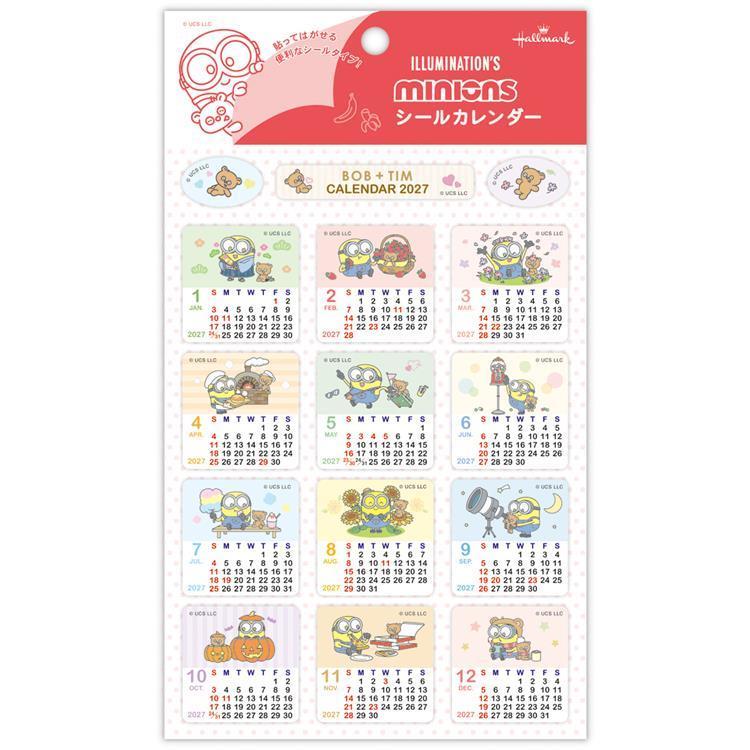 2027年1月始まりシールカレンダー スクエア ミニオンズ ボブ&ティム ミニオンズ