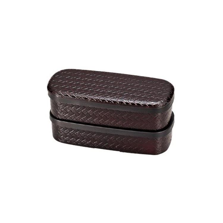 あじろ2段弁当 290/290ml 溜 お弁当箱 あじろ2段弁当