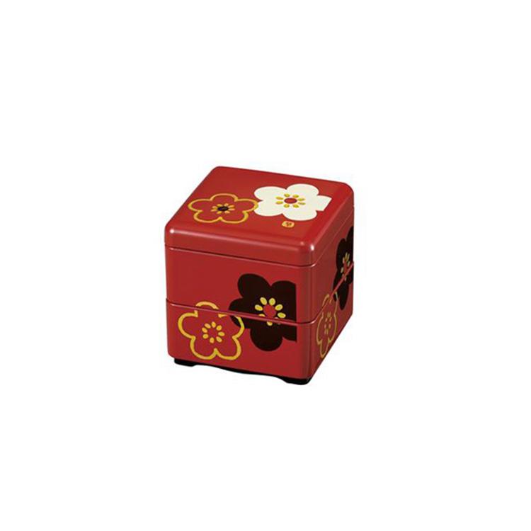 ミニお重珍味角 朱華文様梅 80ml 朱 朱