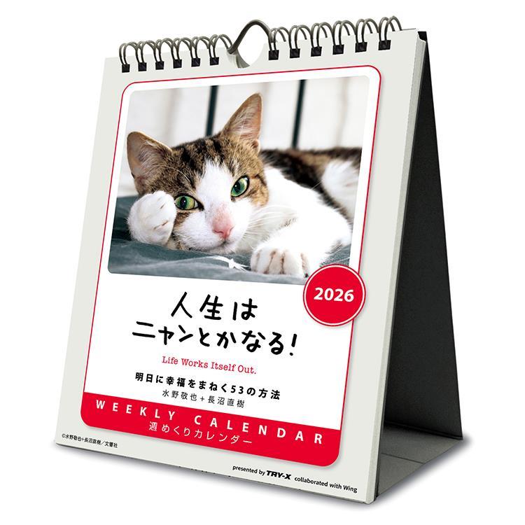 2026年1月始まり 卓上・壁掛け 週めくりカレンダー 人生はニャンとかなる 人生はニャンとかなる