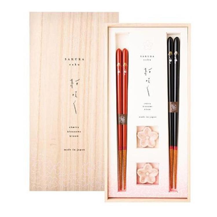 箸蔵 さくらさく 桜富士ペア 落雁箸置付