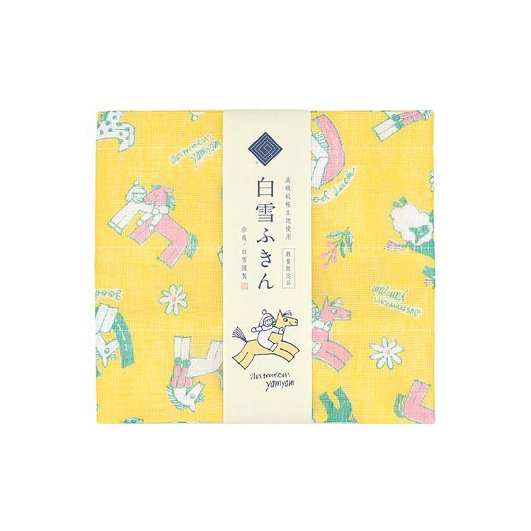 白雪友禅ふきんん 30×40cm Horse イエロー イエロー