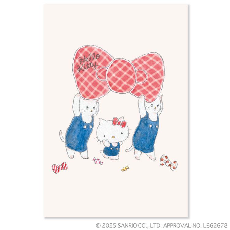 ポストカード トコロコムギ×サンリオキャラクターズ キティちゃんとてくてくリボンにゃんこ ハローキティ2
