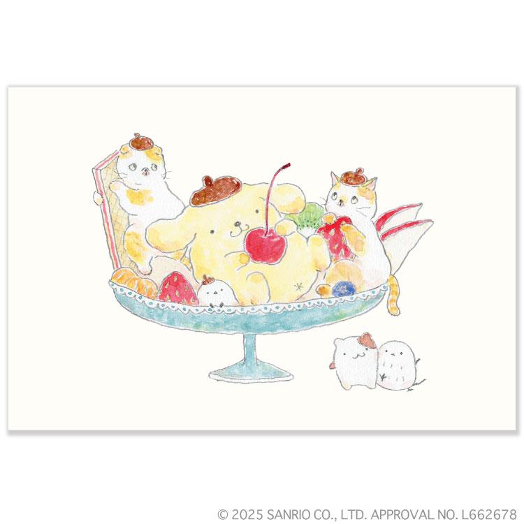 ポストカード トコロコムギ×サンリオキャラクターズ 気分はポムポムプリンアラモード♪ ポムポムプリン