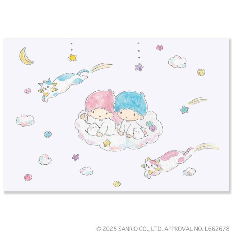 ポストカード トコロコムギ×サンリオキャラクターズ キキ&ララと夜空の流れ星にゃんこ リトルツインスターズ