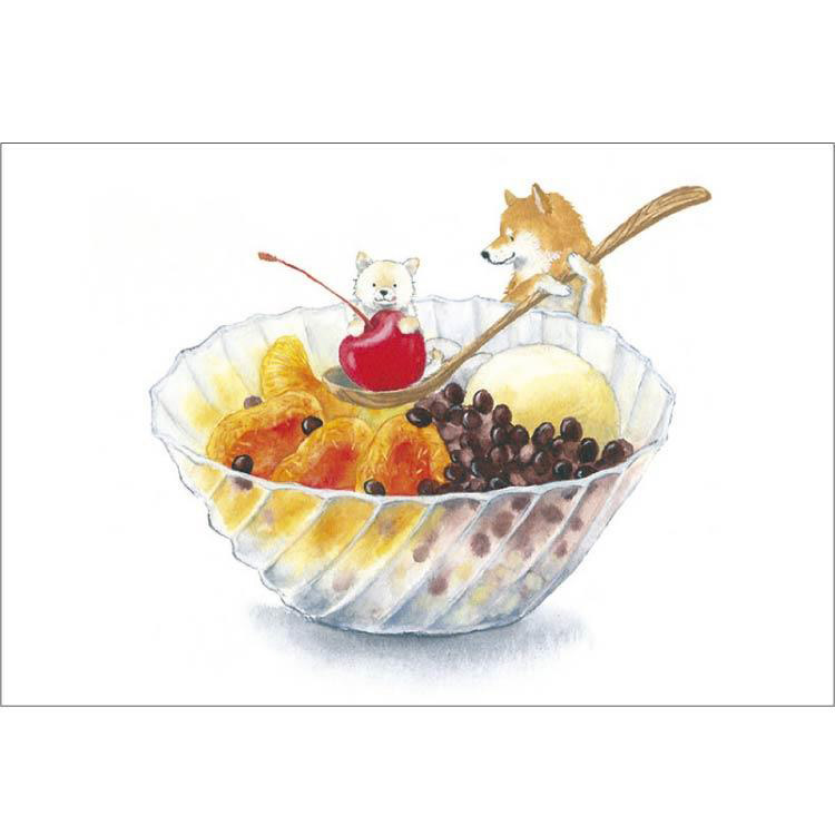 しばいぬとおやつ ポストカード あんみつ: ステーショナリー | ロフト