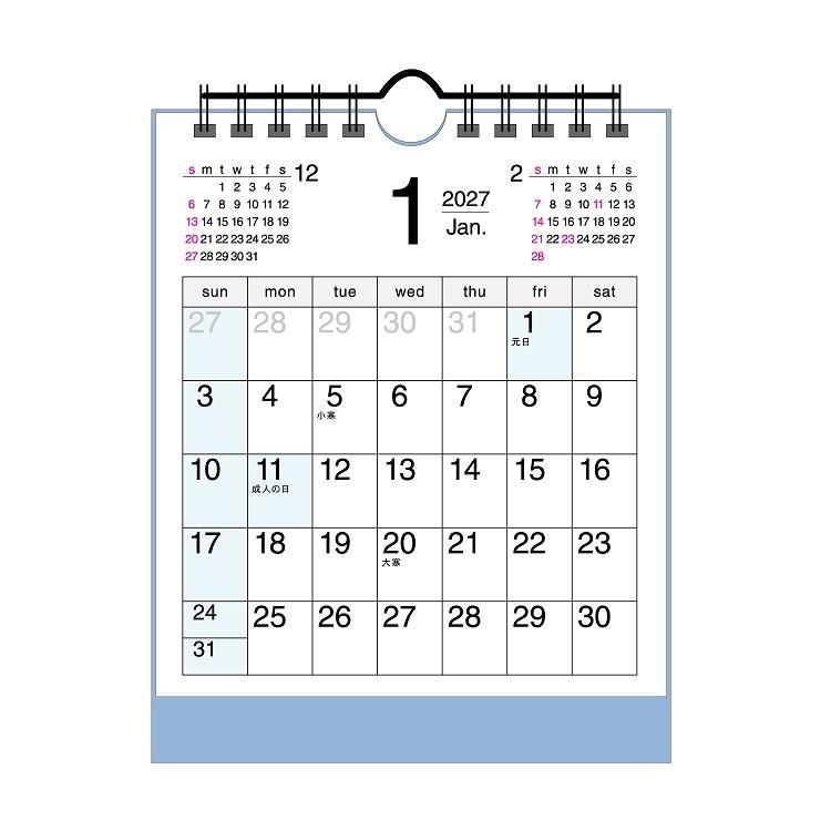 2027年1月始まりカレンダー 卓上 コンパクト ブルーポイント