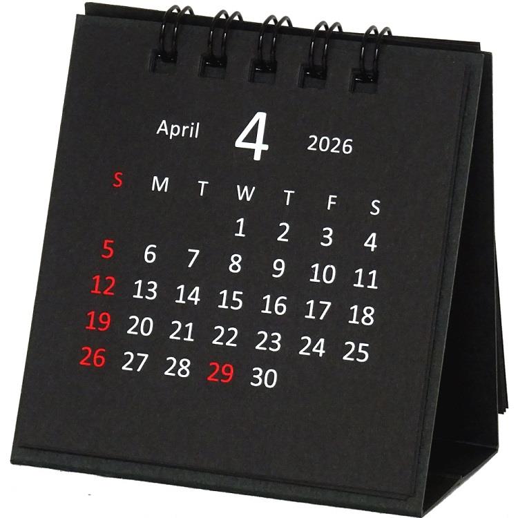 2026年4月始まりカレンダー 卓上 タイニー ブラック