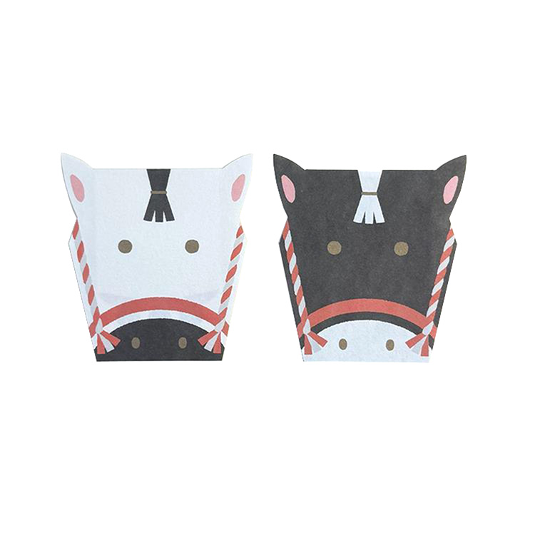 年賀ポチ袋 型抜きペア かおぽち ホース 2柄各1枚入り