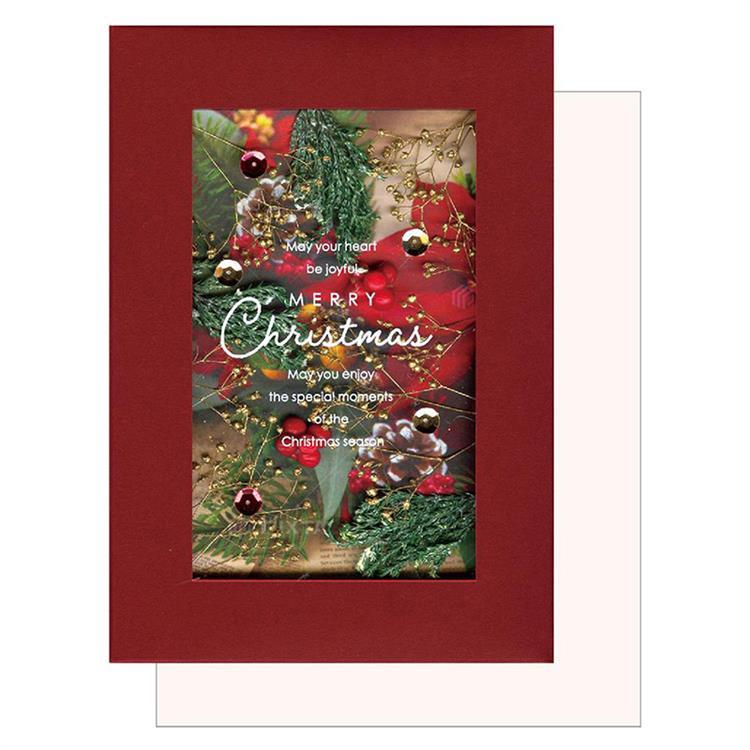 クリスマス ハーバリウムカード レッド レッド