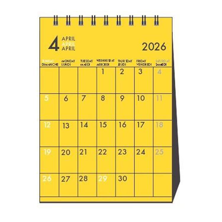 2026年4月始まりカレンダー 卓上 A6 縦 DAY STATION カラー カラー