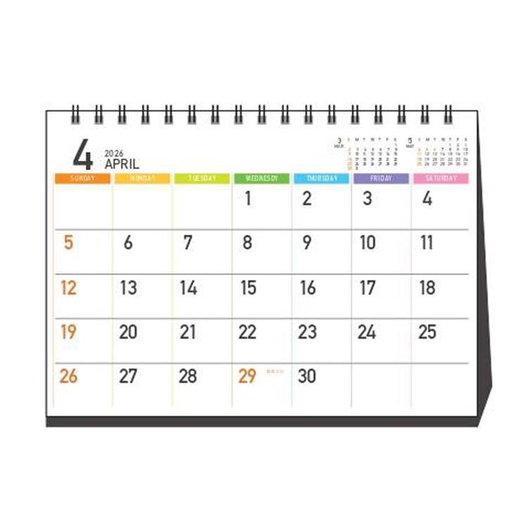 2026年4月始まりカレンダー 卓上 A5 DAY STATION カラー カラー