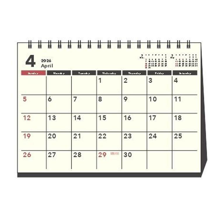 2026年4月始まりカレンダー 卓上 A6 横 DAY STATION ベーシック ベーシック