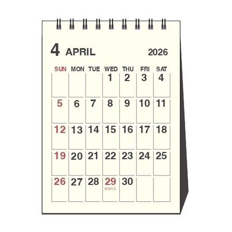 2026年4月始まりカレンダー 卓上 A6 縦 DAY STATION アイボリー ベーシック