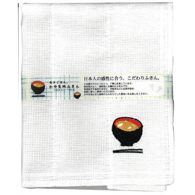 かや生地ふきんあさごはん 30×30cm おみそしる おみそしる