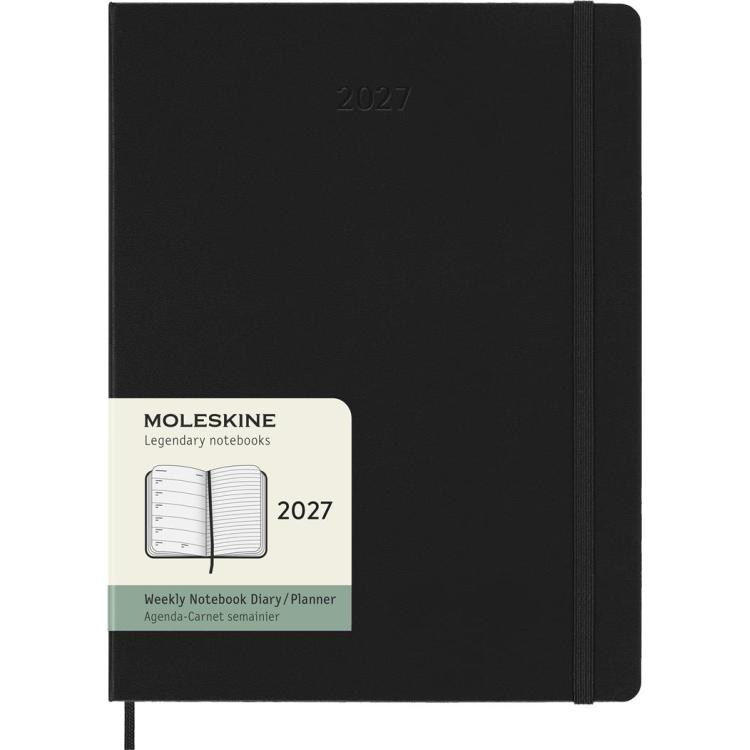 2027年1月始まり手帳 週間レフト XLサイズ ハードカバー モレスキン ブラック ブラック