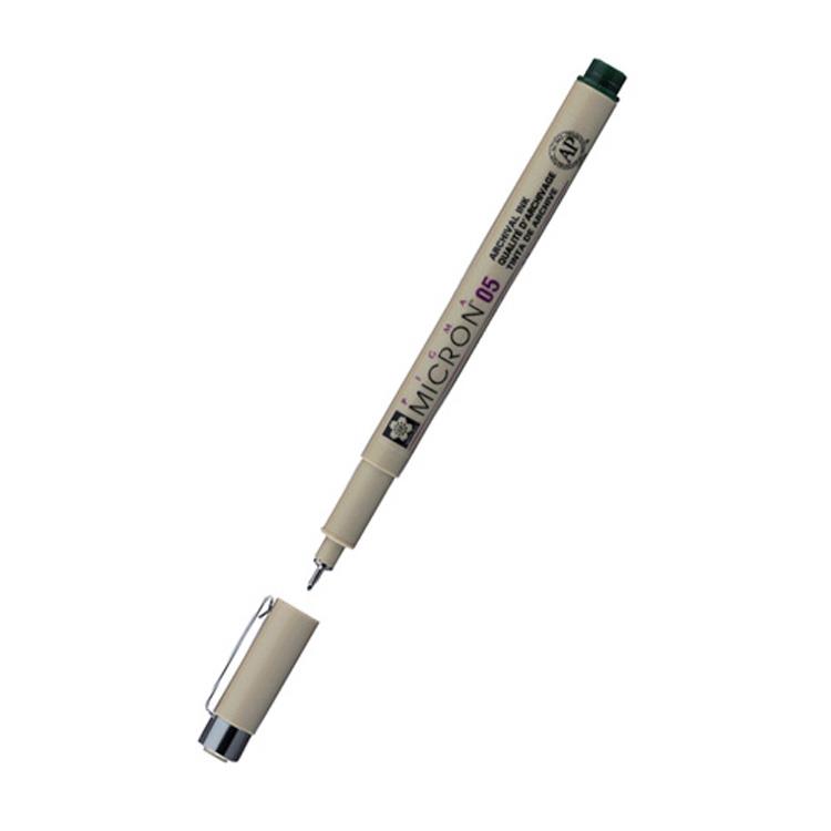 ピグママイクロン サインペン 0.5mm 水性 ハンターグリーン ハンターグリーン