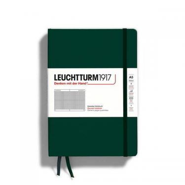 ロイヒトトゥルム ハードカバーノート ミディアム A5 方眼罫 フォレストグリーン