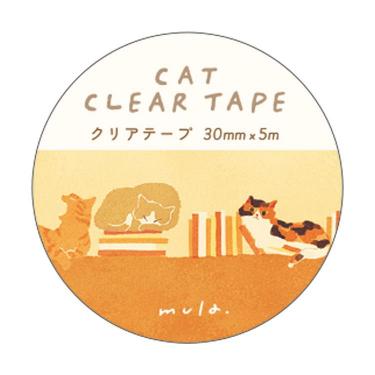 クリアテープ mula キャット 30mm ねこと本棚