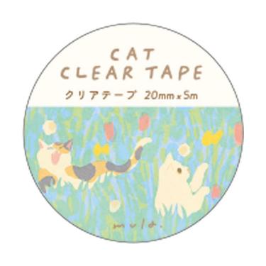 クリアテープ mula キャット 20mm ねこと花畑