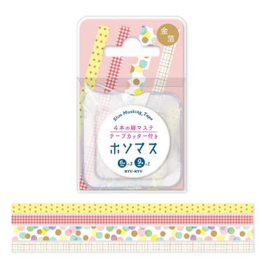 マスキングテープ ケース付き ホソマス ギンガムドット