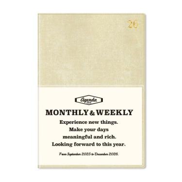 2025年9月始まり手帳 週間ブロック B6 ホワイトゴールド