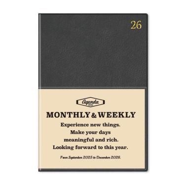 2025年9月始まり手帳 週間ブロック B6 ダークグレー