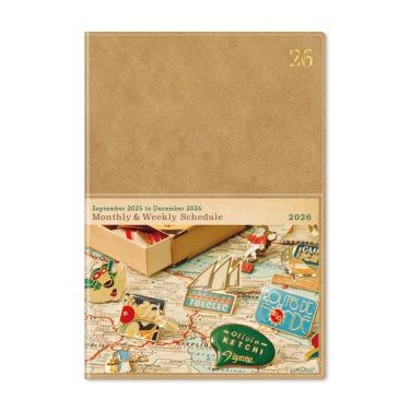 2025年9月始まり手帳 週間ブロック B6 ベージュ