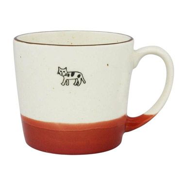 掛け分けマグ ネコ 320ml レッド