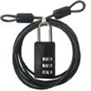 ワイヤー付3桁ダイヤル錠 ブラック