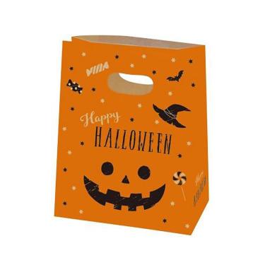 ハロウィン 持ち手付き角底バッグ パンプキン