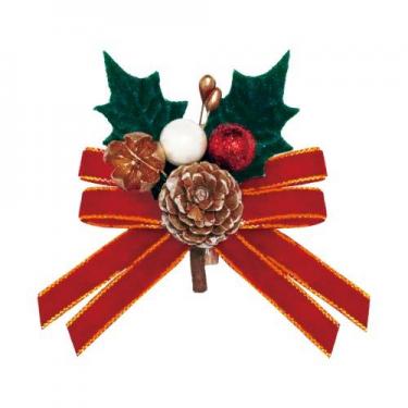 クリスマス リボンオーナメント グリッターレッド