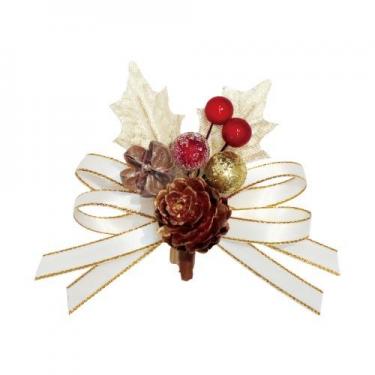 クリスマス リボンオーナメント グリッターホワイト