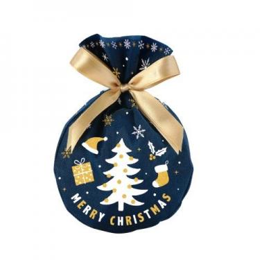 クリスマス巾着バッグ ラウンド ホリデーネイビー