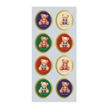 シール くまラッピング オーバル 8片入り