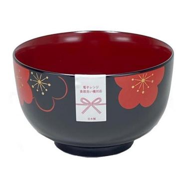 山中塗 どんぶり 福梅 700ml 黒