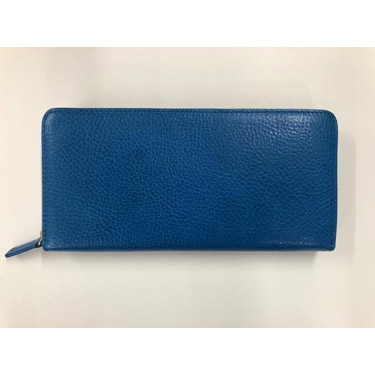 ラウンドロングウォレット イタリア革 ブルー