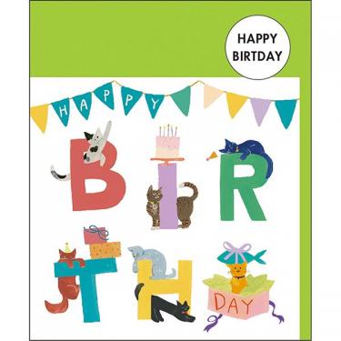 バースデーカード ハッピーアルファベット キャット