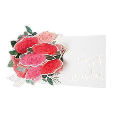 バースデーミニカード ポップアップ フラワー ローズ