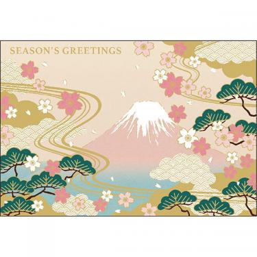 和風フォーマルカード 桜色の富士