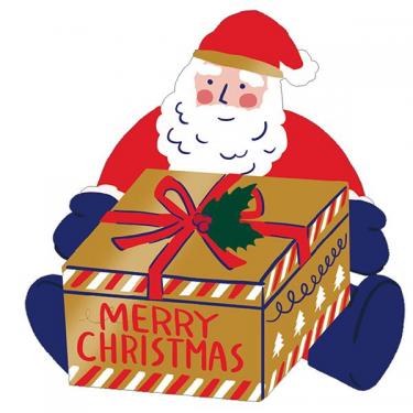 クリスマスカード プレゼントボックス サンタ