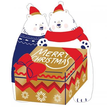 クリスマスカード プレゼントボックス シロクマ
