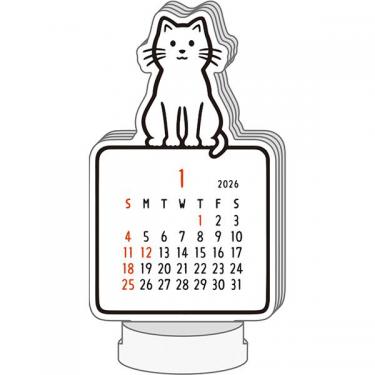 2026年1月始まりカレンダー 卓上 ダイカット Noritake キャット